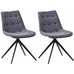 Ensemble de 2 chaises de salle à manger Merna, tissu gris foncé