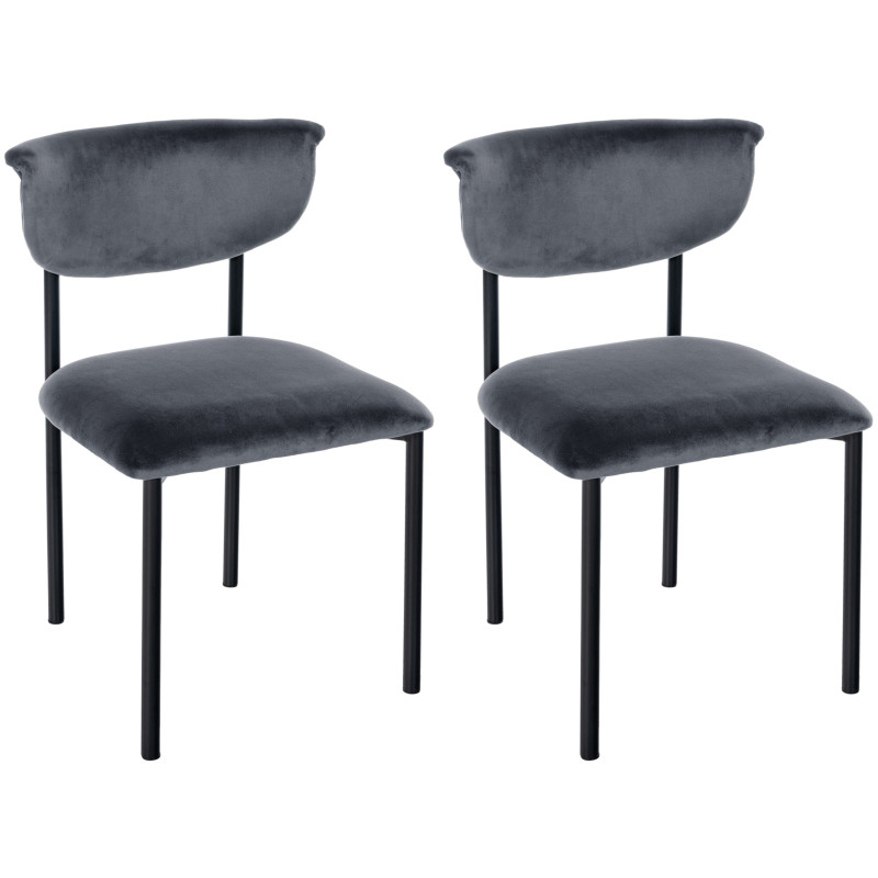 Ensemble de 2 chaises visiteurs Gambell en velours gris foncé