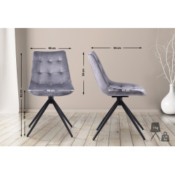 Ensemble de 2 chaises de salle à manger Merna en velours gris foncé