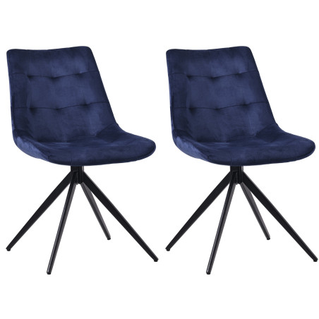Ensemble de 2 chaises de salle à manger Merna en velours bleu foncé