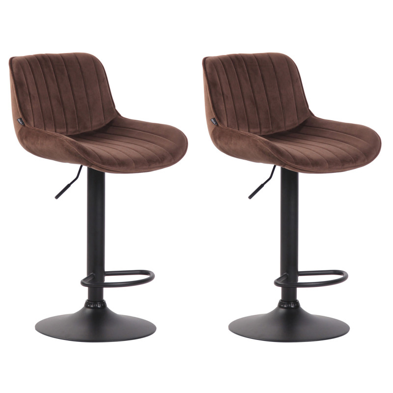 Lot de 2 tabourets de bar Lentini en velours brun