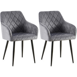 Ensemble de 2 chaises de salle à manger Monett, velours, B, gris foncé
