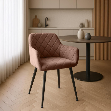 Ensemble de 2 chaises de salle à manger Monett, velours, marron