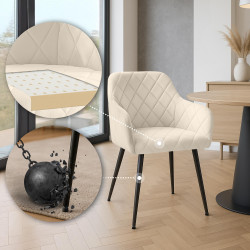 Ensemble de 2 chaises de salle à manger Monett en velours crème B