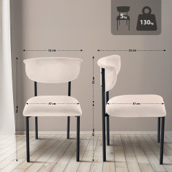 Insieme di 2 sedie visitatore Gambell in velluto color crema