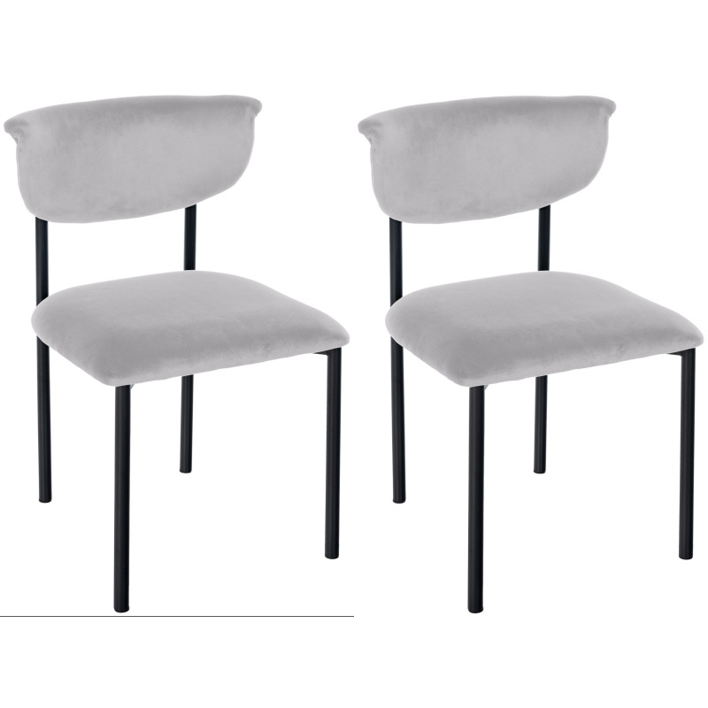 Conjunto de 2 sillas de visitante Gambell, terciopelo, gris