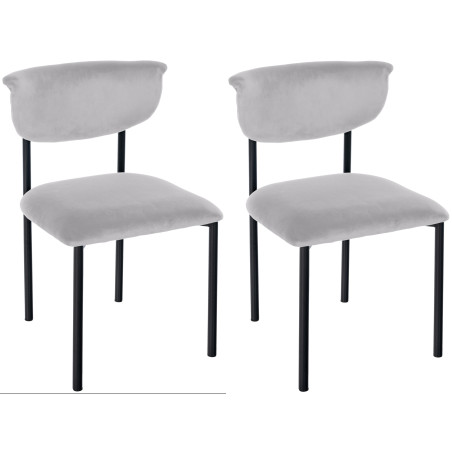 Conjunto de 2 sillas de visitante Gambell, terciopelo, gris