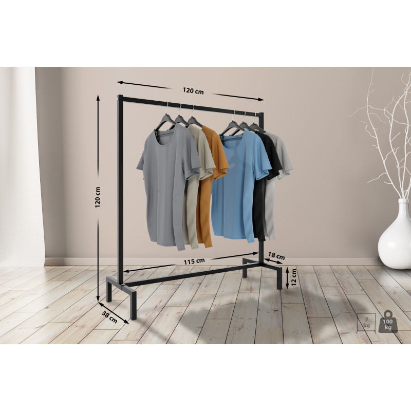 Portant ? v?tements Melva 120x38x120 noir