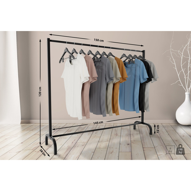 Portant à vêtements Lara 150x38x120 noir