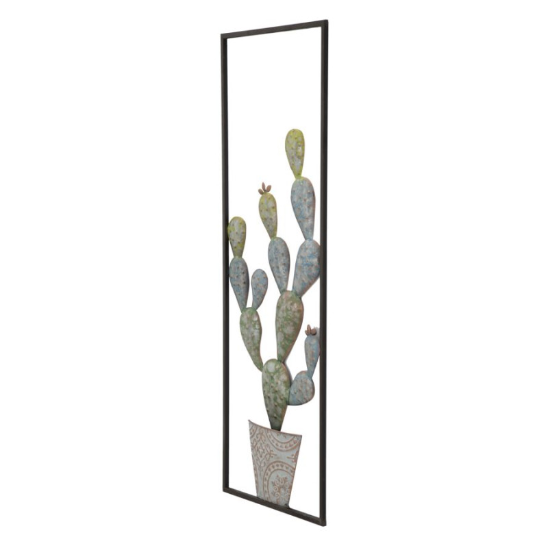 Décoration murale cadre cactus industriel – Modèle A – 31x90 cm – Esprit atelier et nature