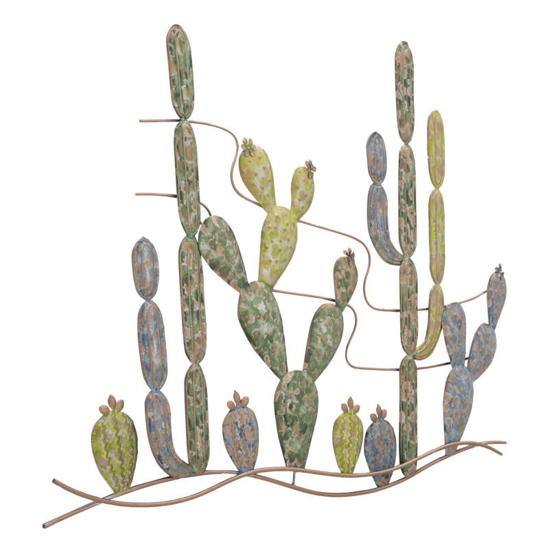 Décoration murale cactus industriel – Modèle B – 90x64 cm – Métal design et touche verte