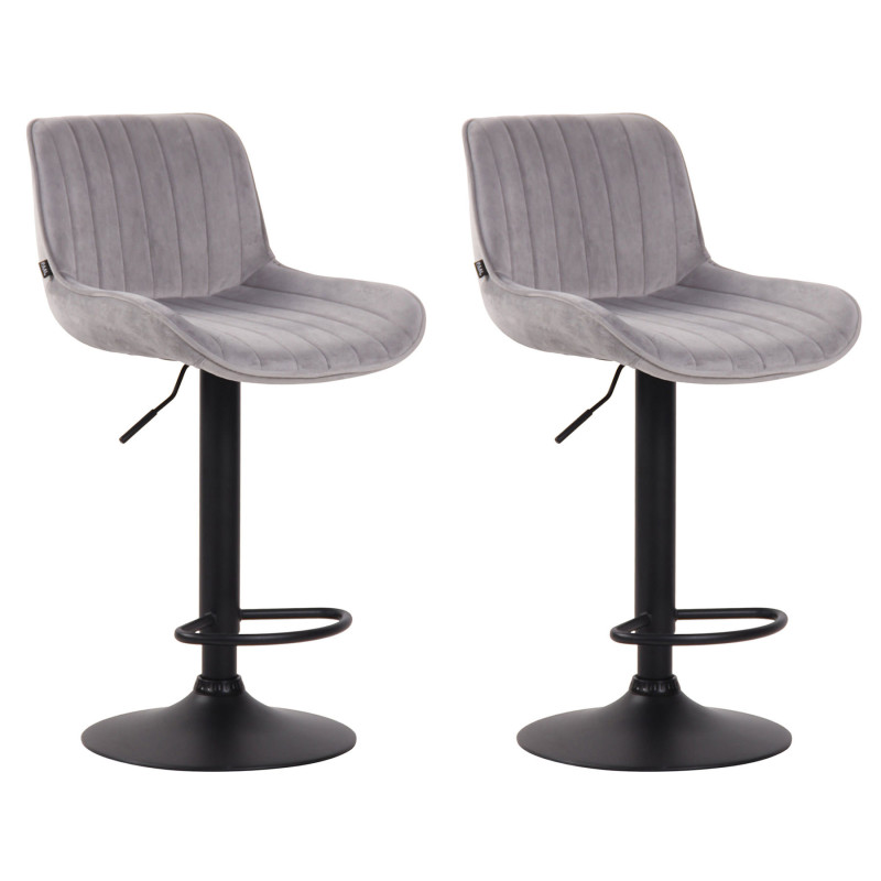 Lot de 2 tabourets de bar Lentini en velours gris