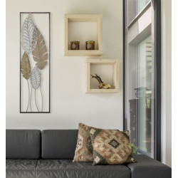 Décoration murale feuilles métal – Modèle Foglie B – 30x99 cm – Feuillage moderne esprit loft