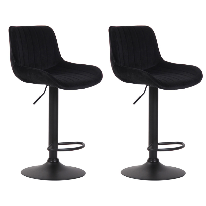 Lot de 2 tabourets de bar Lentini en velours noir