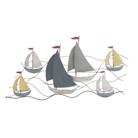 Decoración de pared de mar de metal – 114x62 cm – Ambiente marino y relajante