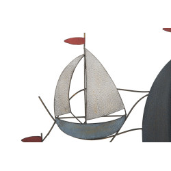 Decoración de pared de mar de metal – 114x62 cm – Ambiente marino y relajante