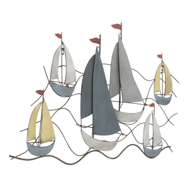 Decoración de pared de mar de metal – 114x62 cm – Ambiente marino y relajante