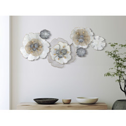 Panneau mural en fer à motifs fleuris – 119x60 cm – Style Glam romantique