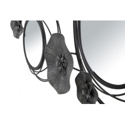 Pannello murale con specchi rotondi scuri – 117x49 cm – Eleganza moderna