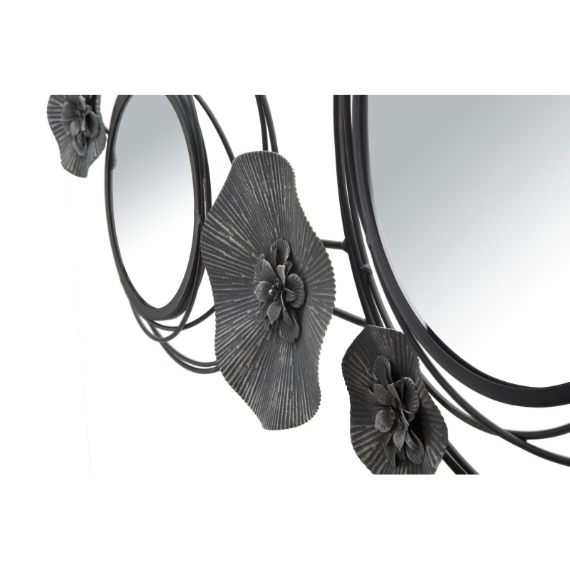 Panneau mural avec miroirs ronds foncés – 117x49 cm – Élégance moderne