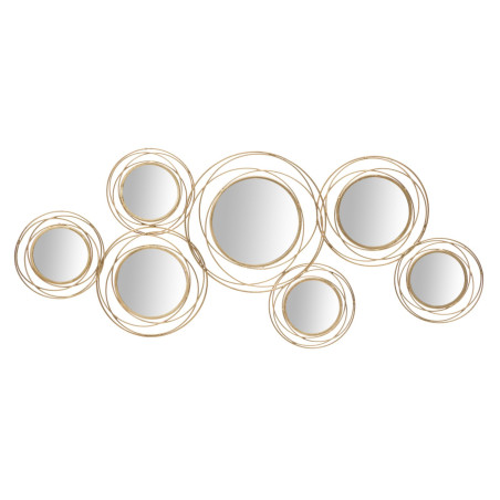 Painel de parede com espelhos redondos dourados – 124x53 cm – Espírito Glam chic