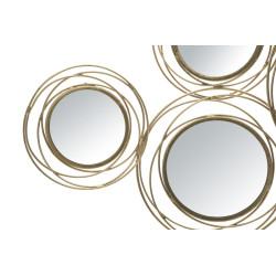 Panel de pared con espejos redondos dorados – 124x53 cm – Estilo Glam chic