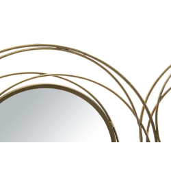 Panel de pared con espejos redondos dorados – 124x53 cm – Estilo Glam chic