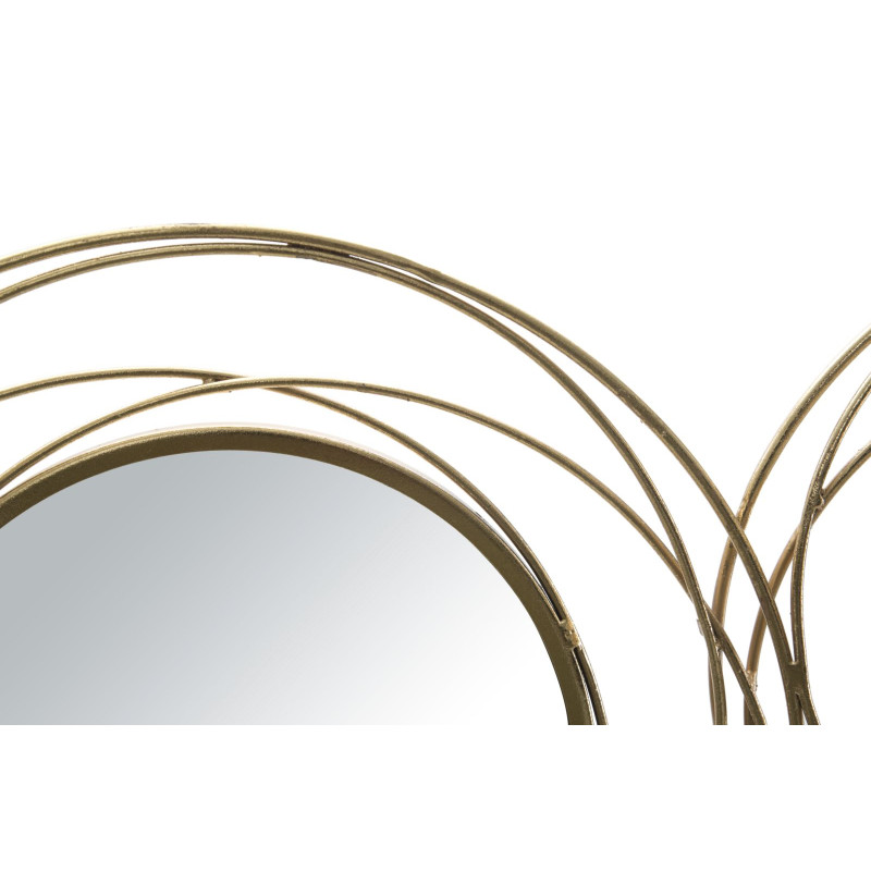 Panel de pared con espejos redondos dorados – 124x53 cm – Estilo Glam chic