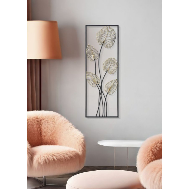 Painel de parede em ferro Luxy – Modelo B – 31x90 cm – Estilo Glam contemporâneo