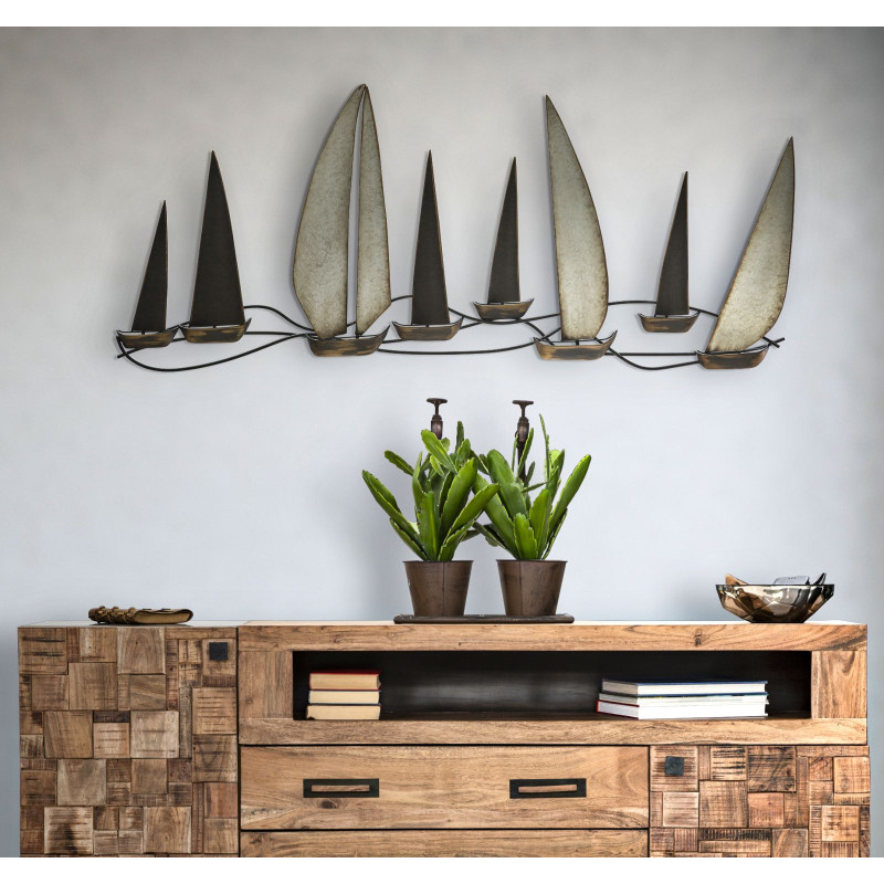 Panneau mural fer Regata – 119x51 cm – Déco industrielle raffinée