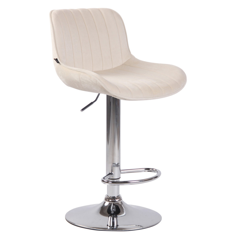 Lot de 2 tabourets de bar Lentini en velours chromé crème