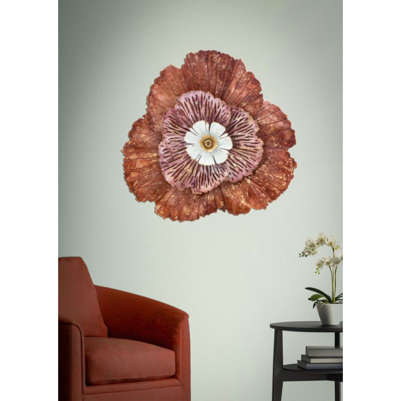 Painel de parede de ferro Bunga – 73x72 cm – Flor metálica glamorosa e elegante