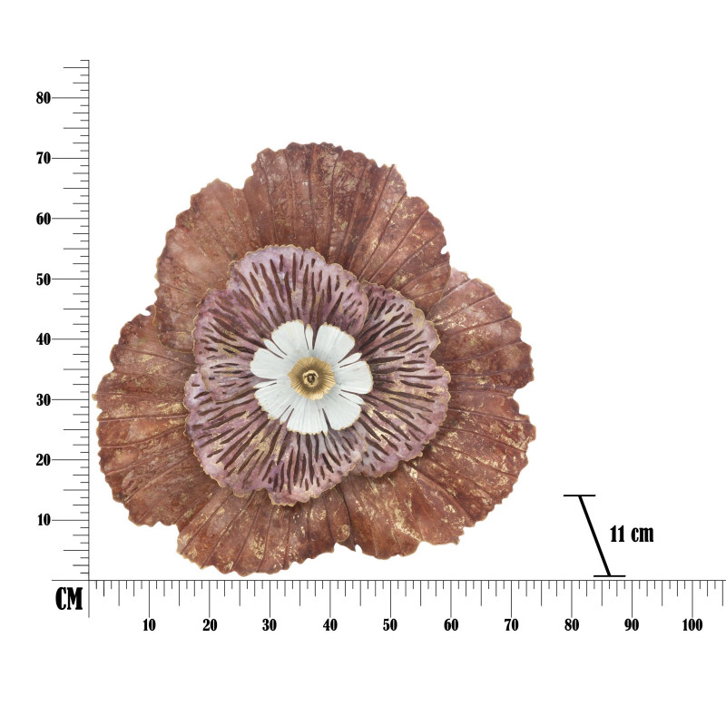 Panneau mural fer Bunga – 73x72 cm – Fleur métallique Glam élégante