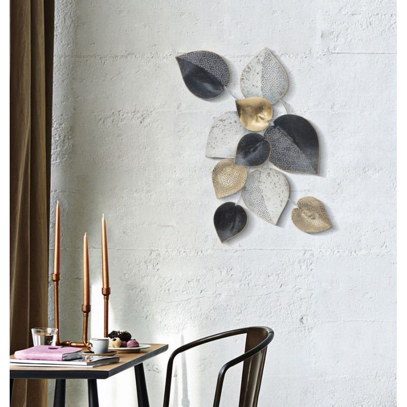 Pannello murale in ferro a mezza foglia – Modello B – 62x40 cm – Stile Glam naturale