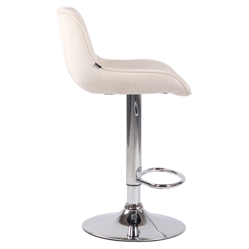 Lot de 2 tabourets de bar Lentini en velours chromé crème