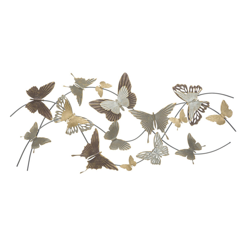Painel de parede de ferro Butterfly Smart – 118x52 cm – Borboletas Glam douradas