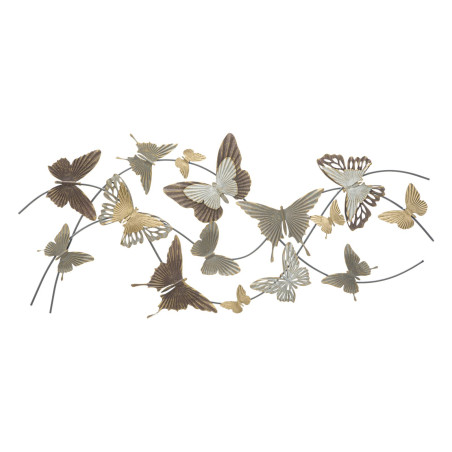 Painel de parede de ferro Butterfly Smart – 118x52 cm – Borboletas Glam douradas