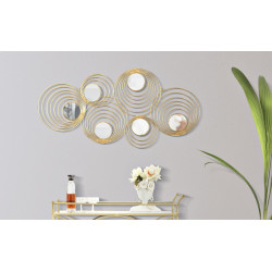 Painel de Parede Ferro Raios – 90x45 cm – Metal Dourado Efeito Sol Glamour