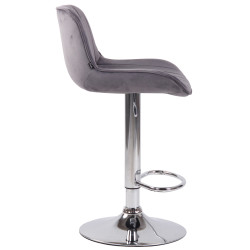 Lot de 2 tabourets de bar Lentini en velours chromé gris foncé