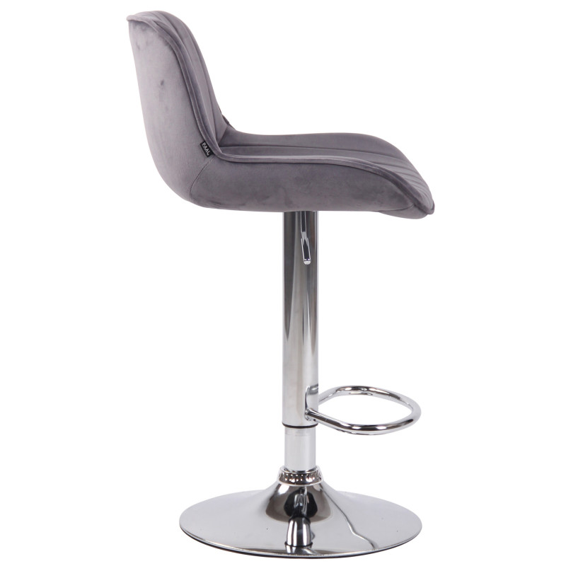 Lot de 2 tabourets de bar Lentini en velours chromé gris foncé