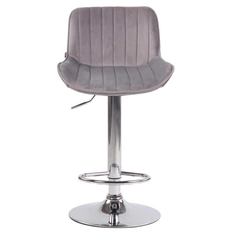 Lot de 2 tabourets de bar Lentini en velours chromé gris