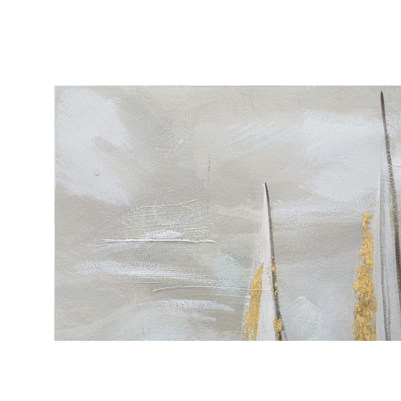 Peinture murale bateau doré – 100x80 cm – Tableau Glam lumineux et raffiné