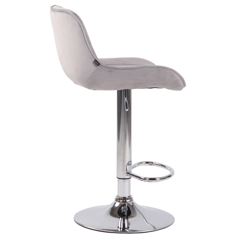 Lot de 2 tabourets de bar Lentini en velours chromé gris