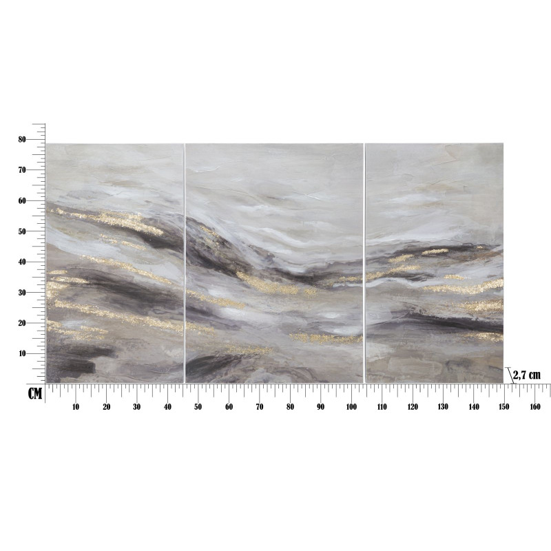 Pintura de pared Monty – Juego de 3 piezas – 45x80 / 60x80 cm – Tríptico artístico Glam