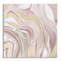 Pintura de Parede Pinkly – 80x80 cm – Toque Rosa Glam Suave e Feminino