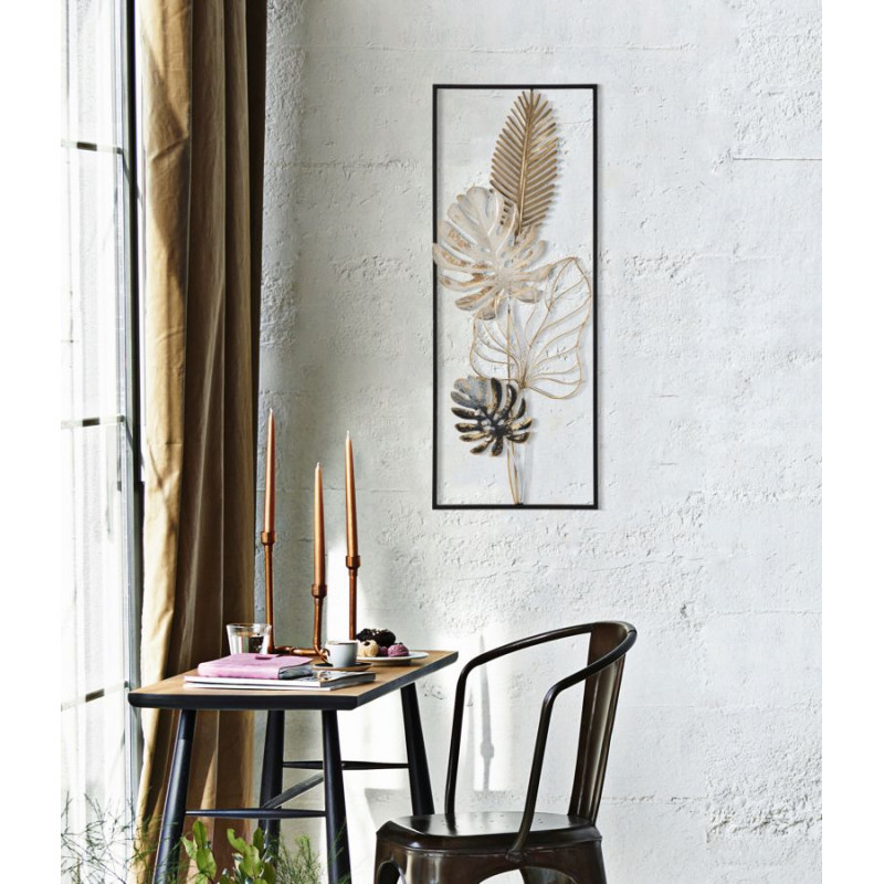 **Italiano:** Pannello murale in ferro Plam – Modello B – 28x74 cm – Déco Glam essenziale e moderno