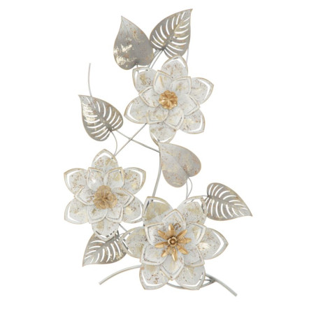 Painel de Parede em Ferro Forjado Artic – 39x67 cm – Elegante Padrão Floral Glam