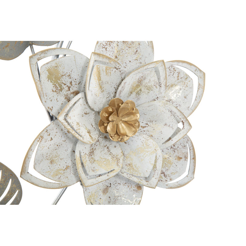 Painel de Parede em Ferro Forjado Artic – 39x67 cm – Elegante Padrão Floral Glam