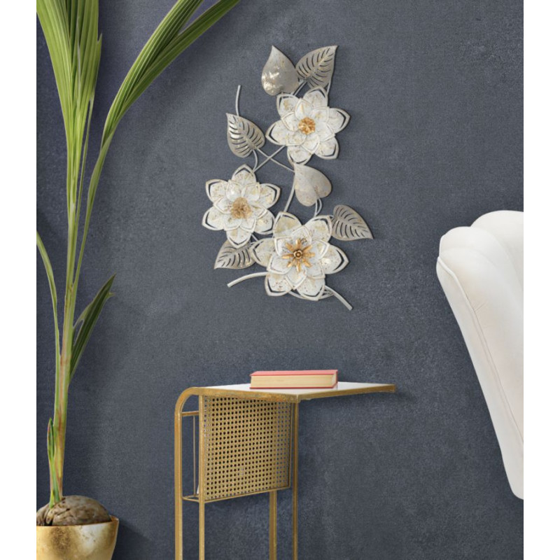 Pannello murale in ferro battuto Artic – 39x67 cm – Motivo floreale Glam elegante