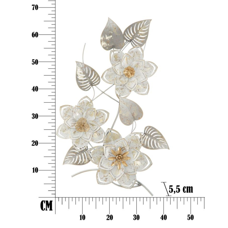 Pannello murale in ferro battuto Artic – 39x67 cm – Motivo floreale Glam elegante